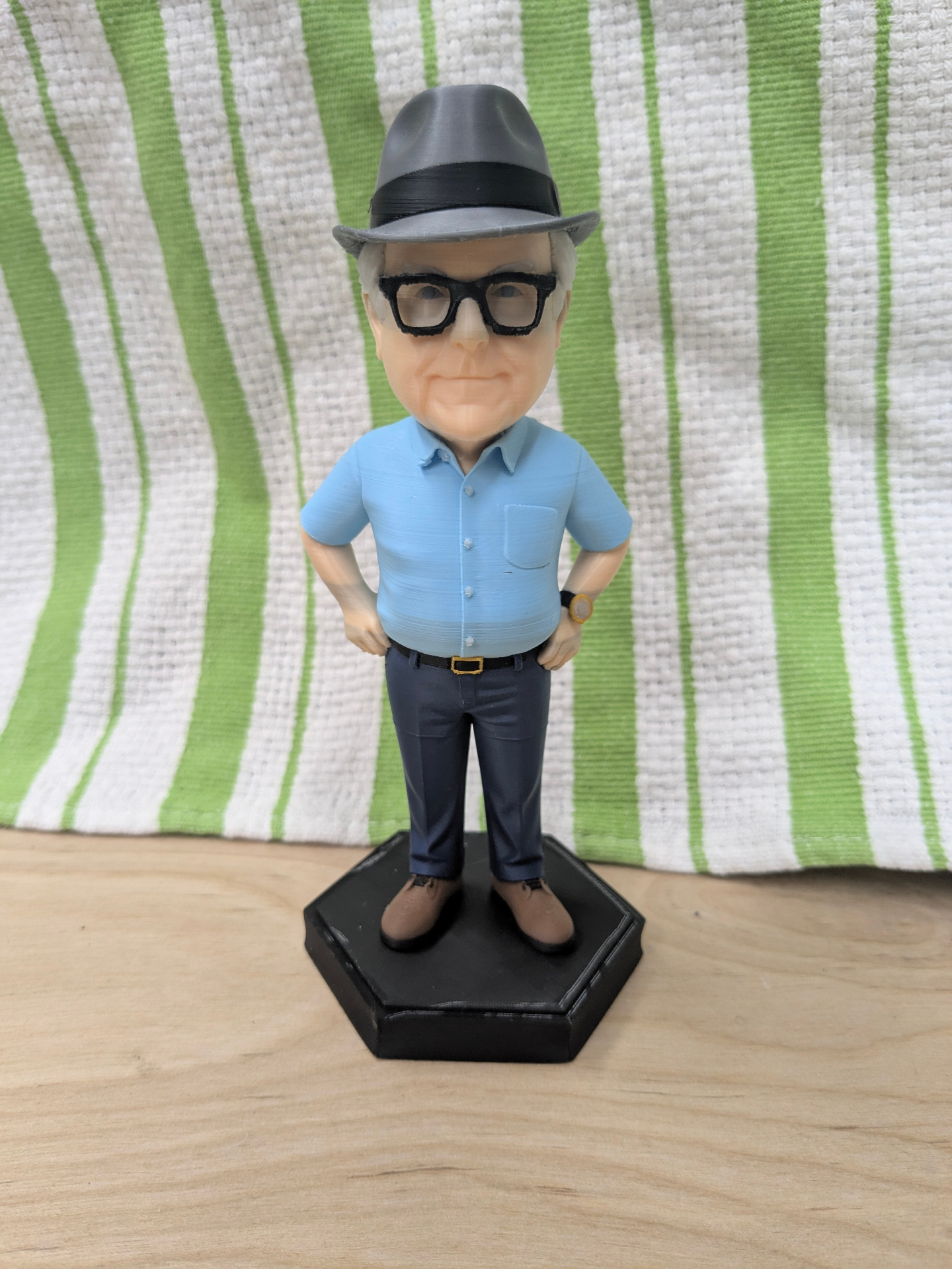 Custom 3D-printed bobblehead figurine — front